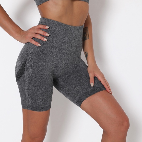Bubble Butt Gray Seamless High Waist Shorts - Picture 4 of 16